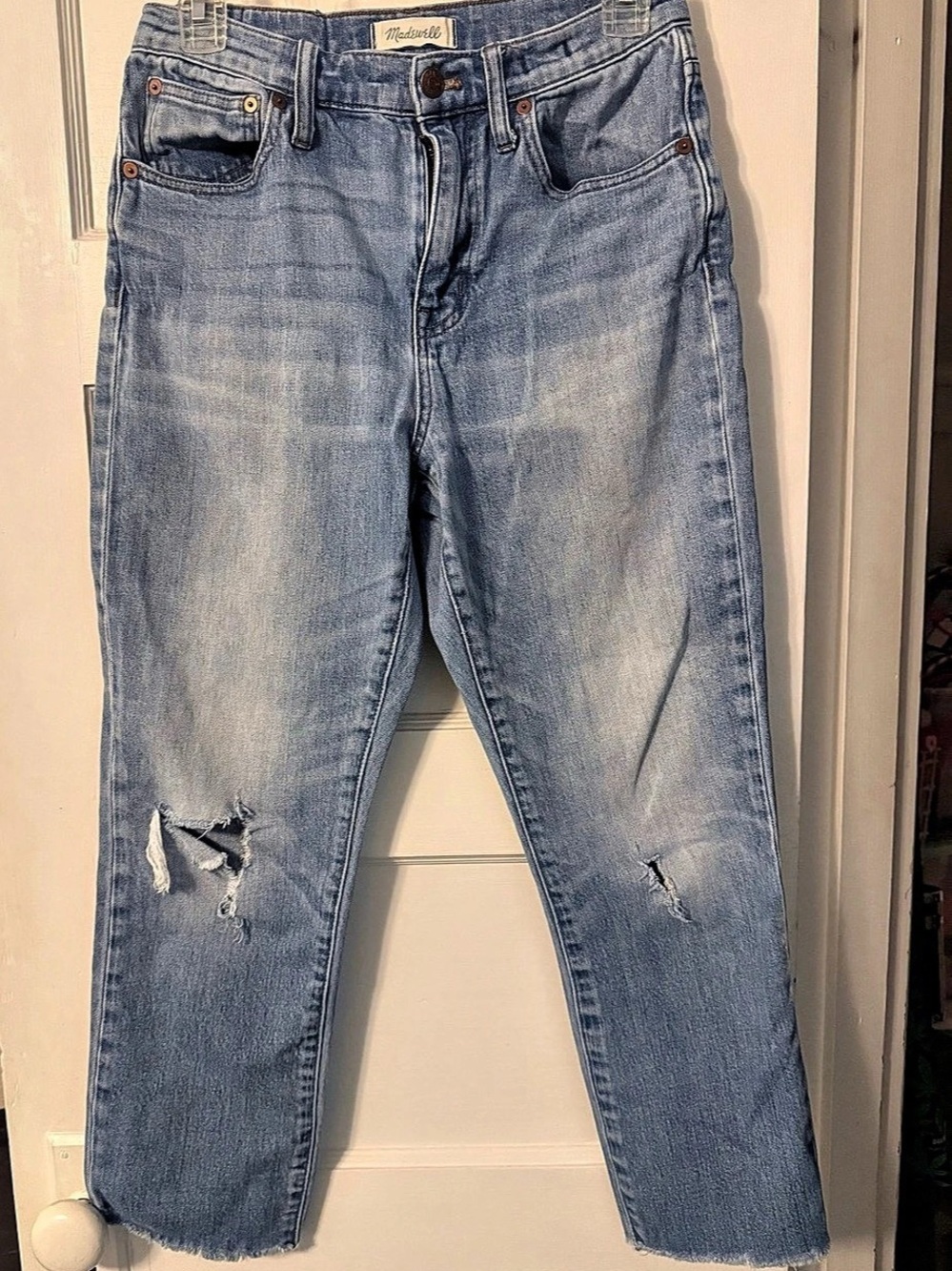Madewell High Rise Slim boy jeans Light Wash Women's 25 Distressed Ripped